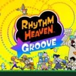 Rhythm Heaven Groove Officially Announced for Nintendo Switch 2 in the Philippines 4 Vibrant promotional art for Rhythm Heaven Groove. The bold orange and black game logo sits center against a bright yellow background dotted with musical notes. A colorful cast of quirky series characters fills the scene including athletes explorers monsters and familiar faces from past titles. A flying saucer, large stone giant, grinning moon and red car appear alongside playful action poses all rendered in the franchise’s signature whimsical cartoon style.