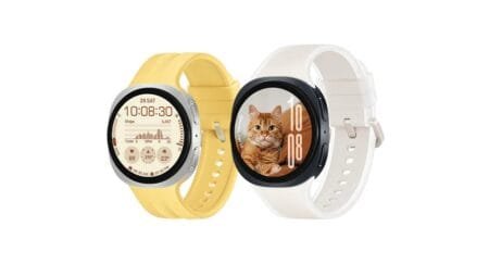 Samsung Galaxy Watch 9 Launched Globally; Bluetooth and LTE Models Samsung Galaxy Watch 9 in yellow and white straps, displaying cat and time watch faces