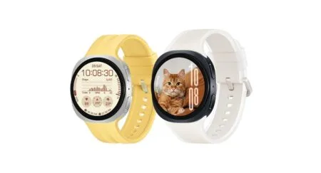 Samsung Galaxy Watch 9 Launched Globally; Bluetooth and LTE Models Samsung Galaxy Watch 9 in yellow and white straps, displaying cat and time watch faces