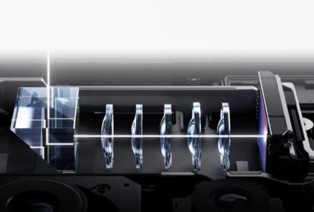Vivo X500 Pro 85mm 64MP Zeiss APO super telephoto lens internal design showing prism and lens array with light path