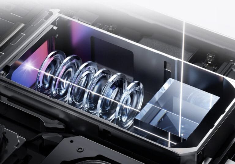 Vivo X500 Pro Max 200MP Zeiss APO super telephoto camera system showing internal lens array and prism structure