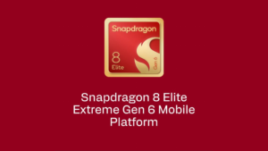 Snapdragon 8 Elite Extreme Gen 6 official logo on deep red background, labeled Snapdragon 8 Elite Extreme Gen 6 Mobile Platform