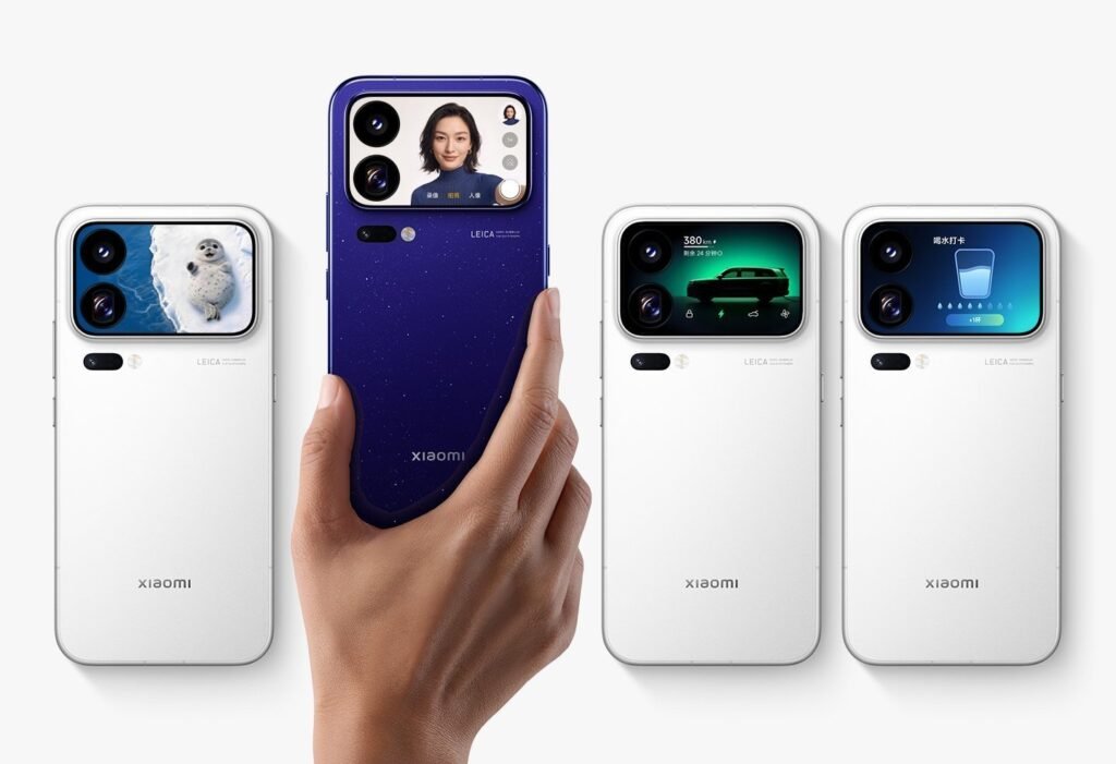 Xiaomi 18 Pro Series Set to Launch September 23 With 2nm Platform and Dual 200MP Leica Cameras Xiaomi 18 Pro series shown from the back, featuring dual 200MP Leica cameras, rear display, Starry Blue and white color options, flat unibody design