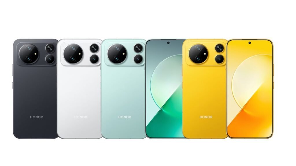 Honor Magic 9 Super Edition Launches With 11,000mAh Battery and 200MP Camera 1 Honor Magic 9 Super Edition full lineup showing back panels in black, white, light blue, and yellow plus front screen view on white background