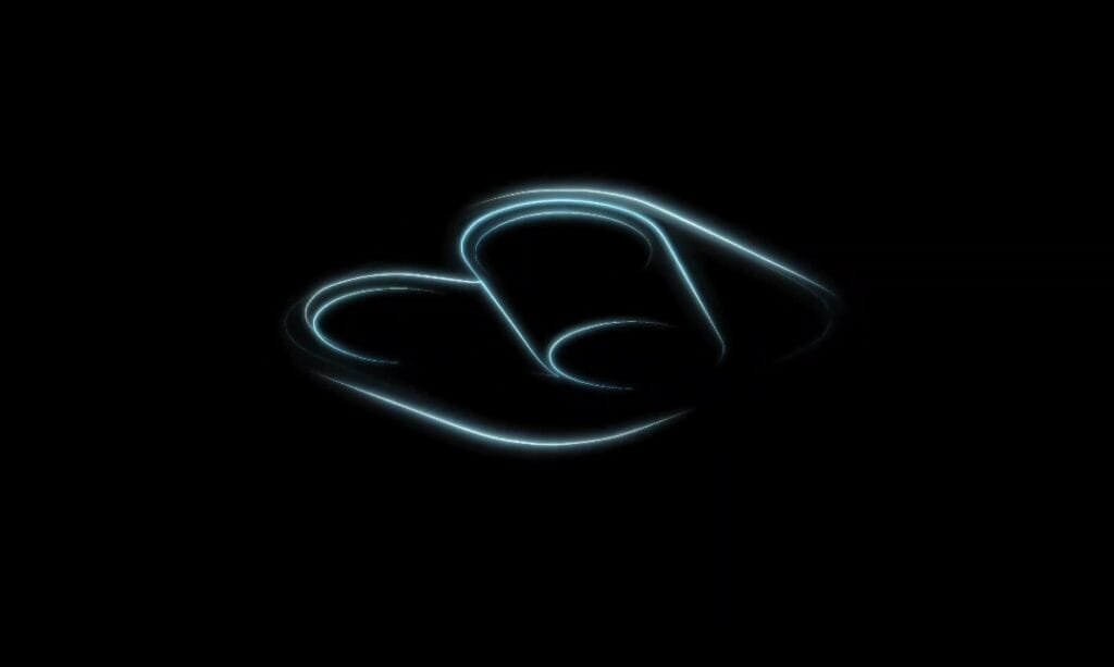 iQOO 16 Camera Design Leaks: Square Module With UFO Look Teaser visual showing glowing blue neon outline of iQOO 16's square camera module with rounded corners, forming a UFO-like shape against black background.