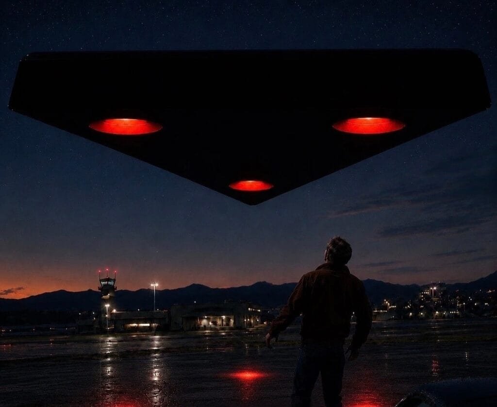 iQOO 16 Camera Design Leaks: Square Module With UFO Look 1 Concept-style illustration referencing the iQOO 16 camera design, depicting a triangular UFO-like craft with three circular red elements, echoing the triple-camera layout described in leaks.