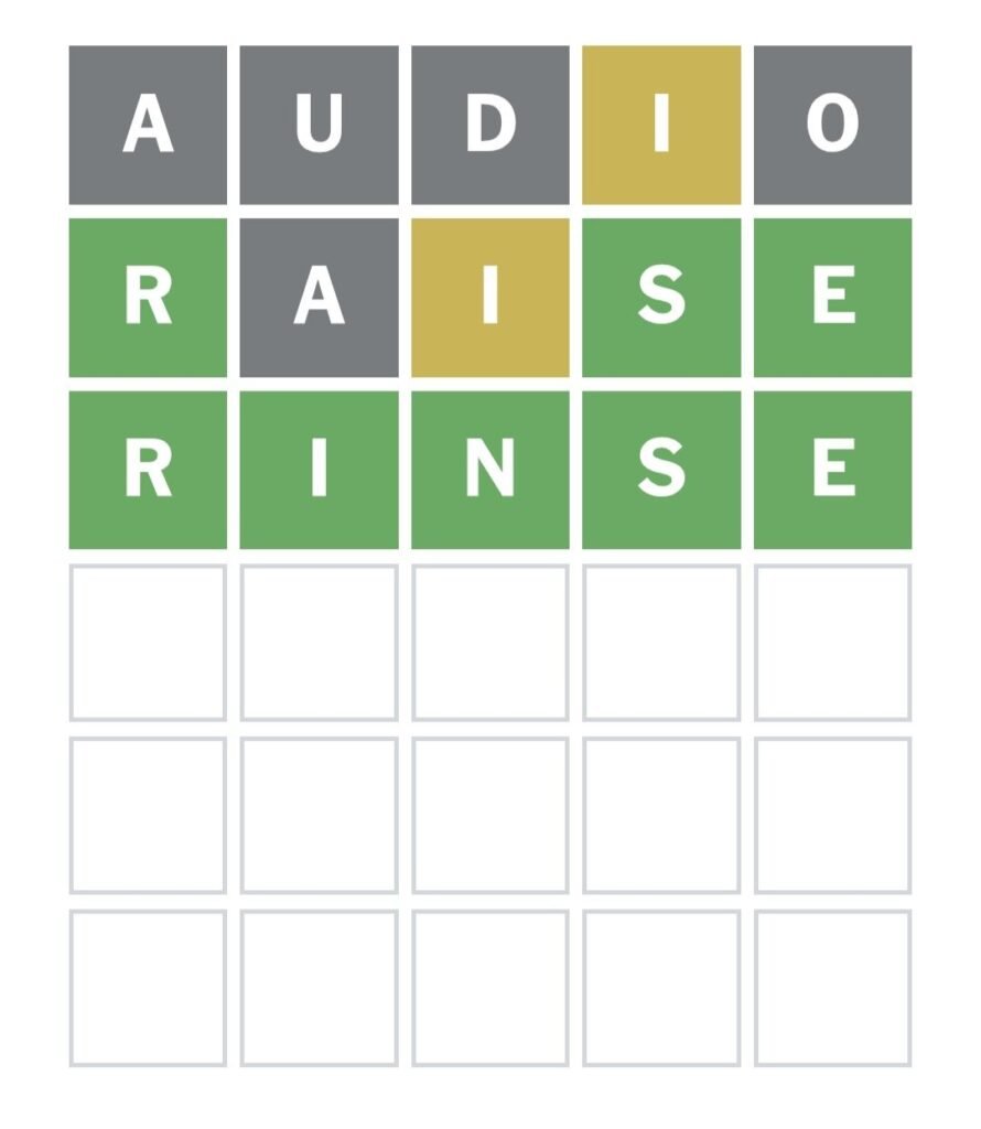 Today’s Wordle Hints & Answer (September 14, 2026): Puzzle #1913 1 Wordle result grid for September 14 2026 Puzzle 1913 showing guesses AUDIO, RAISE, and RINSE as the correct answer.