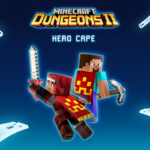 Minecraft Dungeons II Out Now on Nintendo Switch and Switch 2 3 Minecraft Dungeons II Hero Cape promotional art showing two characters wearing the red and gold Hero Cape against a deep blue background